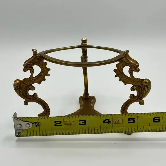 Vintage Solid Brass Scroll Display Stand for Paperweight Orb Sphere Egg Candle - Picture 5 of 7